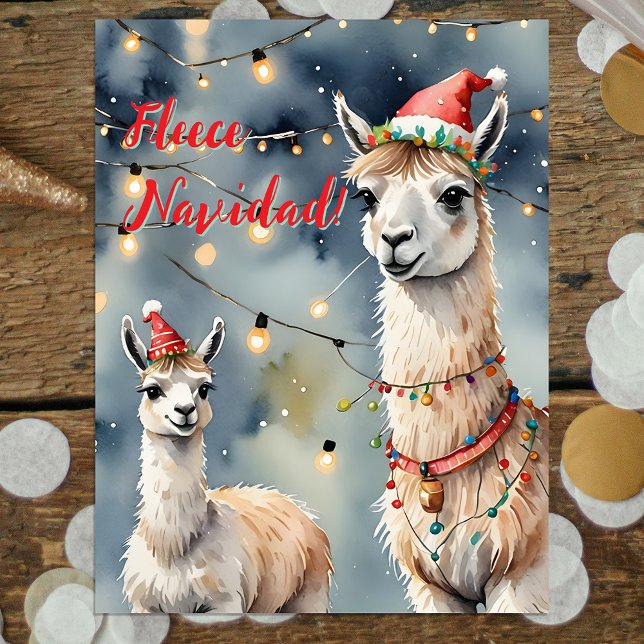 Cartão Postal De Festividades Lhamas de Natal Festivas - Fleece Navidad! (Criador carregado)