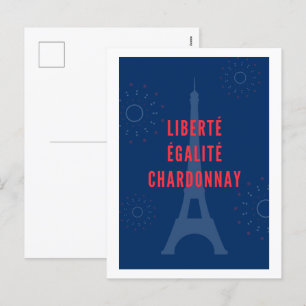 Cartão Postal De Festividades Liberté Égalité Chardonnay Engraçado Torre Eiffel