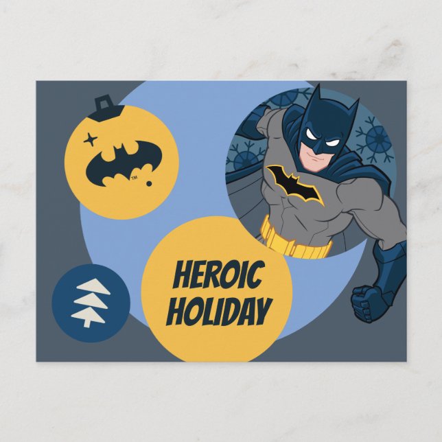 Cartão Postal De Festividades Liga da Justiça Batman Holiday Bauble (Frente)