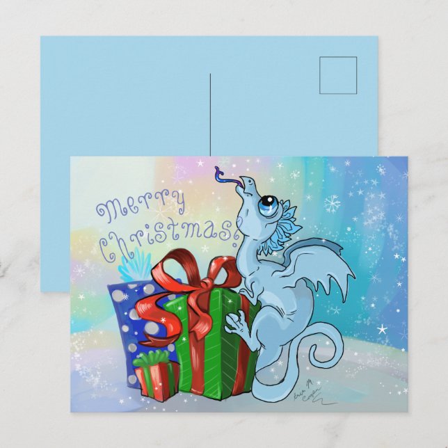 Cartão Postal De Festividades lil' Dragon Snowflake (Frente/Verso)