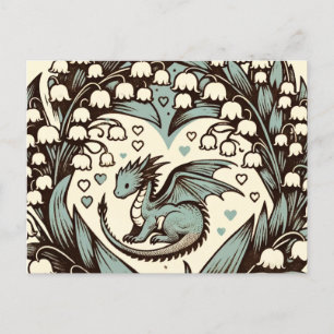 Cartão Postal De Festividades Lily of the Valley Baby Dragon Cute Dragon Dragon