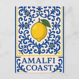 Cartão Postal De Festividades Limão da Costa Amalfitana – Azulejo Ornamental Azu