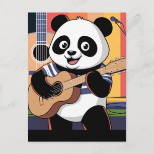 Cartão Postal De Festividades Lindo Gato Panda Animal Vetor Adorável Ilustração