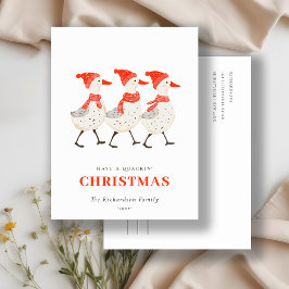 Cartão Postal De Festividades Lindos Patos De Natal Vermelho Engraçados De Inver