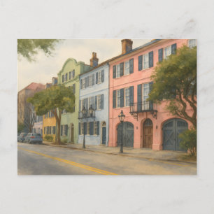 Cartão Postal De Festividades Linha Arco-Íris de Charleston Watercolor
