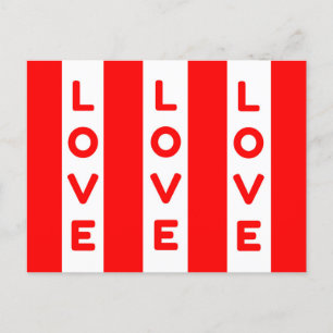 Cartão Postal De Festividades Linhas brancas e vermelhas Amor