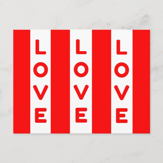 Cartão Postal De Festividades Linhas brancas e vermelhas Amor (Frente)