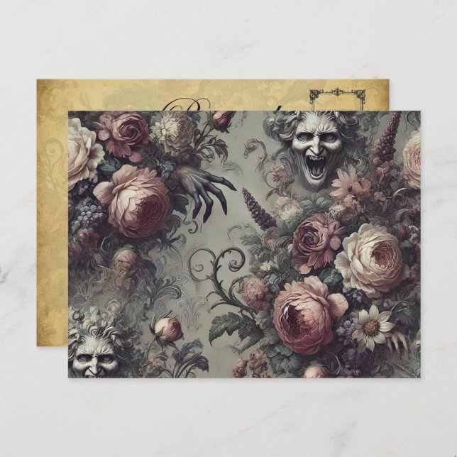 Cartão Postal De Festividades Linhas de Ria - Floral Gótico (Frente/Verso)