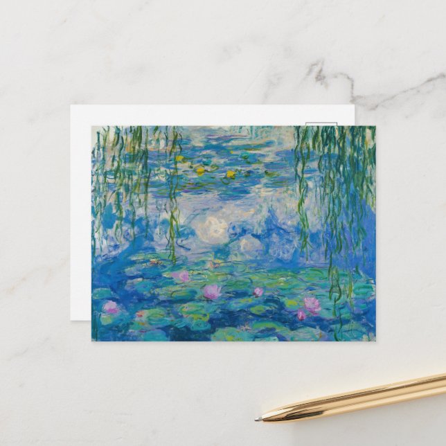 Cartão Postal De Festividades Lírios de Claude Monet (Frente/Verso In Situ)