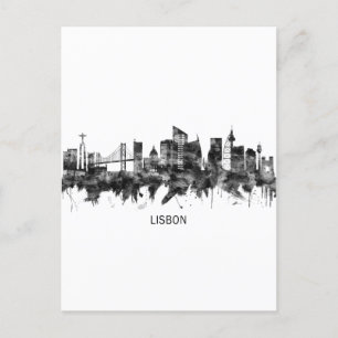 Cartão Postal De Festividades Lisboa Portugal Skyline BW