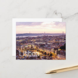 Cartão Postal De Festividades Lisboa Portugal Sunset Skyline Cityscape Souvenir