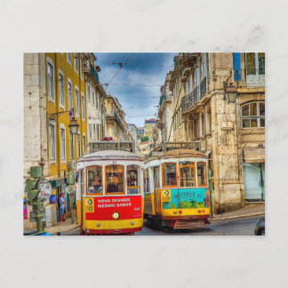 Cartão Postal De Festividades Lisboa Portugal Trams Cidade