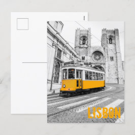 Cartão Postal De Festividades Lisboa Tram Portugal vintage streetcar