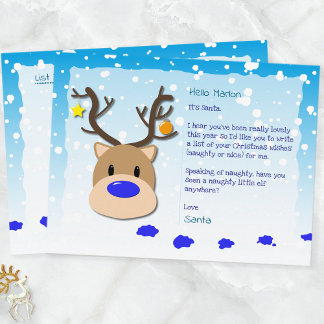 Cartão Postal De Festividades Lista de Natal para o Papai Noel feita pelas Crian