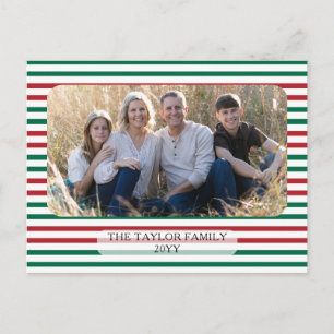 Cartão Postal De Festividades Listras Horizontais Vermelhas e Verdes Foto Clássi