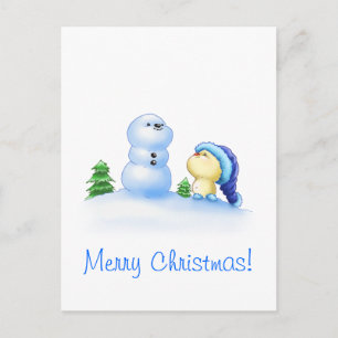 Cartão Postal De Festividades Littlekins na neve