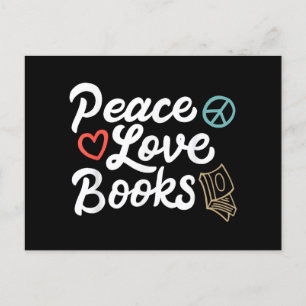 Cartão Postal De Festividades Livros de Paz Geeky e Leitura Gota