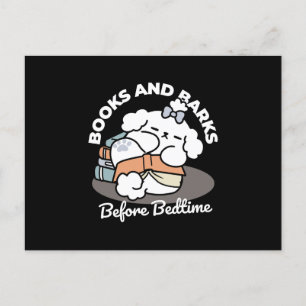 Cartão Postal De Festividades Livros e Latidos - Design de Leitura de Cachorro S