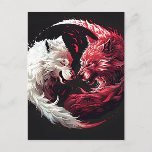 Cartão Postal De Festividades Lobo Espírito Animal Fantasia Sombra Luz