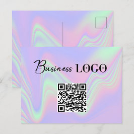 Cartão Postal De Festividades Logotipo comercial holográfico Empresa QR