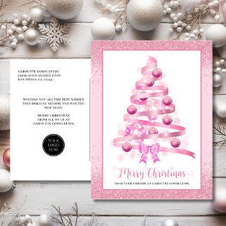 Cartão Postal De Festividades Logotipo corporativo da árvore de Natal Merry