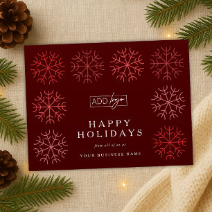 Cartão Postal De Festividades Logotipo da empresa Flocos de neve vermelhos