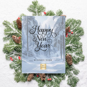 Cartão Postal De Festividades Logotipo da Maravilha de inverno de Ano Novo