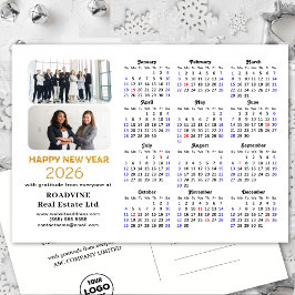 Cartão Postal De Festividades Logotipo de empresa 2026 Calendário Dourado modern