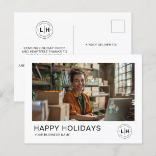 Cartão Postal De Festividades Logotipo de Foto Minimalista de Natal Empresarial