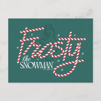 Cartão Postal De Festividades Logotipo do Homem de Neve Frosty com Cana de Açúca