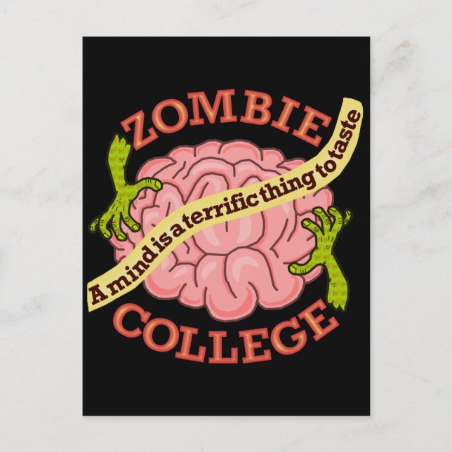 Cartão Postal De Festividades Logotipo engraçado da faculdade Zombie (Frente)