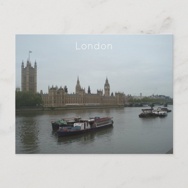 Cartão Postal De Festividades Londres - Casas do Parlamento (Frente)