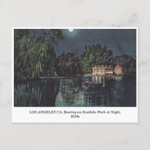 Cartão Postal De Festividades Los Angeles, Barco do Parque Eastlake na noite de