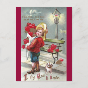 Cartão Postal De Festividades Lots O' Hearts and Pup Valentine