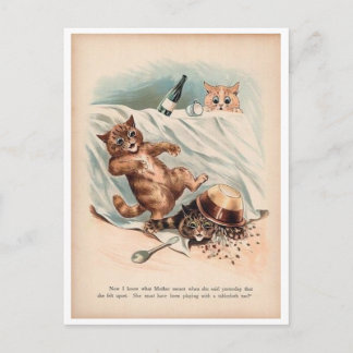 Cartão Postal De Festividades Loui Wain, Cats Playing, Holiday Postcard