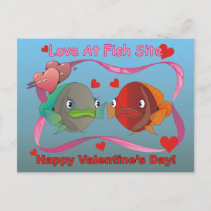 Cartão Postal De Festividades Love At Fish Site