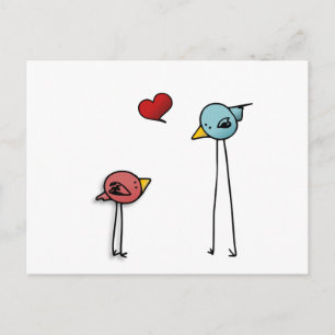 Cartão Postal De Festividades love birds heart cartoon valentine cute lovers