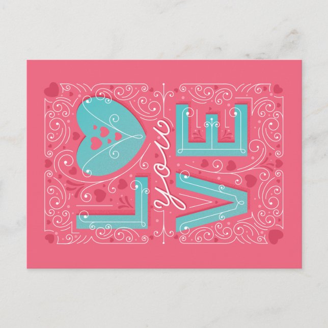 Cartão Postal De Festividades LOVE YOU / Valentine's Day Postcard (Frente)