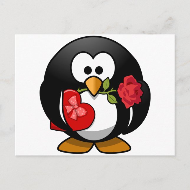 Cartão Postal De Festividades Lovely Valentine Penguin (Frente)