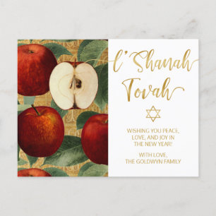 Cartão Postal De Festividades L'Shanah Tovah Rosh Hashanah Jewish Apples White