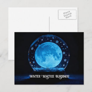 Cartão Postal De Festividades Lua Cheia do Solstício de Inverno Bola de Cristal