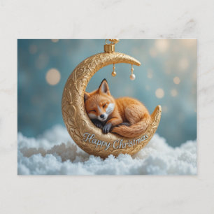 Cartão Postal De Festividades Lua da Raposa Adormecida Natal Aconchegante Noite