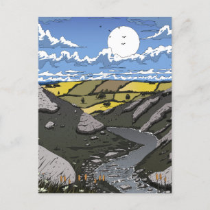 Cartão Postal De Festividades Lua Sobre O Vale