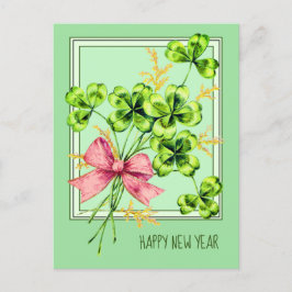 Cartão Postal De Festividades Lucky Charm Shamrocks Vintage Feliz ano novo bonit