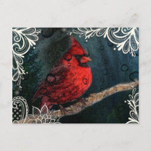 Cartão Postal De Festividades Lugar branco Cardeal Vermelho Primitivo de Natal
