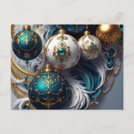 Cartão Postal De Festividades Luxus Weihnachtskugeln Blau Gold Ornament