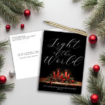 Cartão Postal De Festividades Luz da Bíblia Mundial Verso Natal Cristão<br><div class="desc">Luz Elegante Moderna da Bíblia Mundial Versa Cartão de Posto de Natal com imagens elegantes na frente e no espaço para sua saudação nas costas. Entre em contato conosco em cedarandstring@gmail.com se precisar de assistência com o design ou produtos correspondentes.</div>