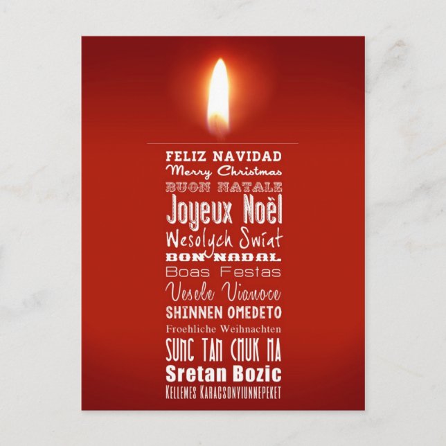 Cartão Postal De Festividades Luz da vela de Natal (Frente)