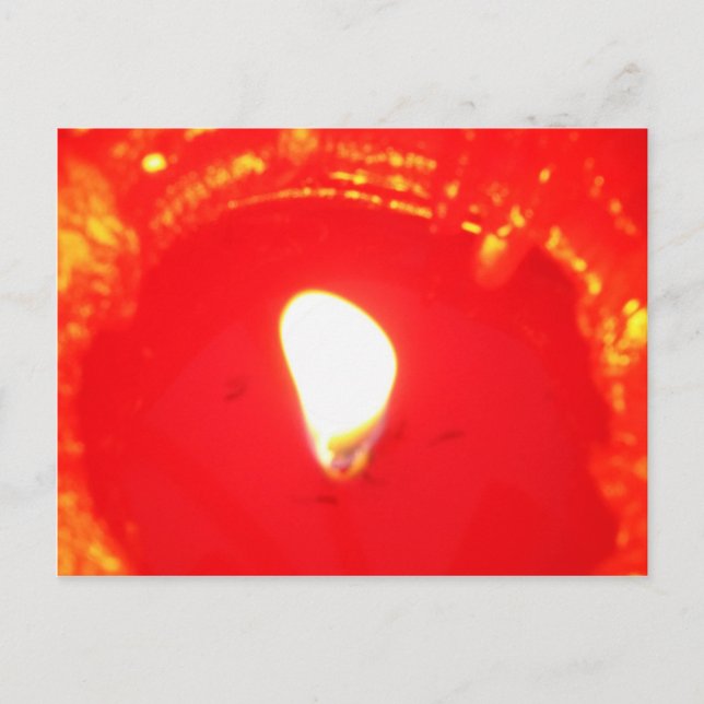Cartão Postal De Festividades Luz Vermelha, Chama, Vela, Amor de Natal (Frente)