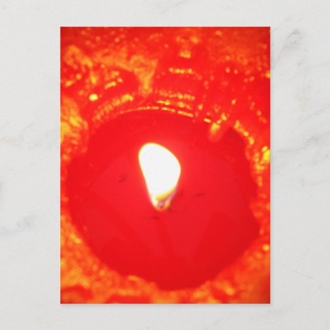 Cartão Postal De Festividades Luz Vermelha, Chama, Vela, Amor de Natal (Frente)
